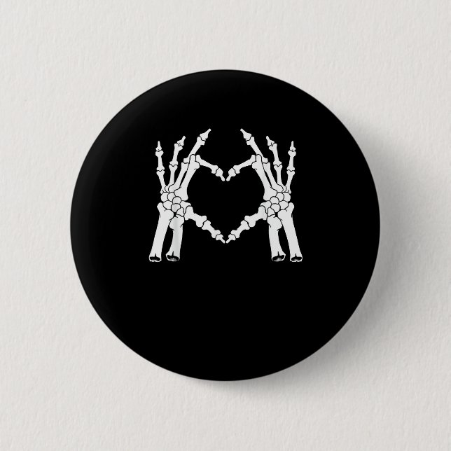 Badge Rond 5 Cm Coeur - Halloween Squelette main (Devant)