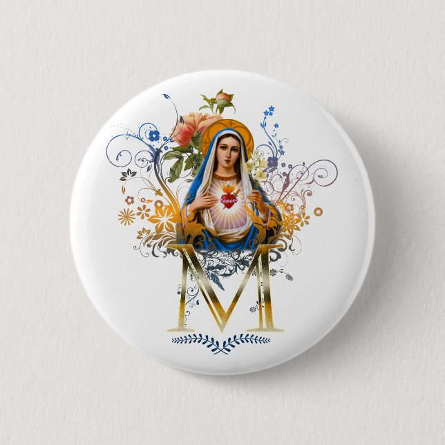 Badge Rond 5 Cm Coeur impeccable de Mary (Devant)