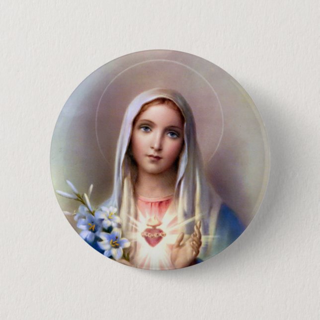 Badge Rond 5 Cm Coeur impeccable de Mary (Devant)