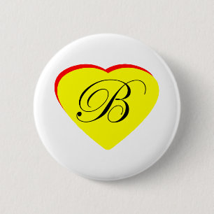 Badge Rond 5 Cm Coeur jaune rouge B Faire-part de mariage Le MUSÉE