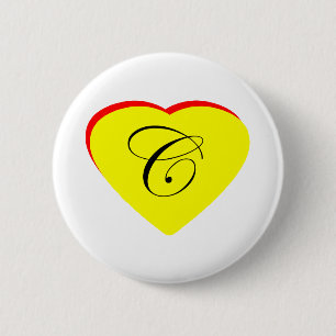 Badge Rond 5 Cm Coeur jaune rouge C Faire-part de mariage Le MUSÉE