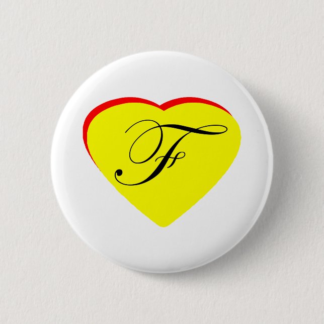 Badge Rond 5 Cm Coeur Jaune Rouge F Faire-part de mariage Le MUSÉE (Devant)