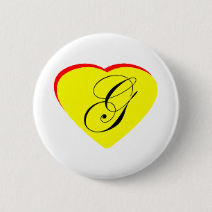 Badge Rond 5 Cm Coeur jaune rouge G Faire-part de mariage Le MUSÉE