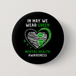 Badge Rond 5 Cm Coeur Je Porte Vert Pour La Sensibilisation À La S