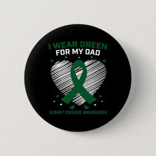 Badge Rond 5 Cm Coeur Je Porte Vert Pour Mon Père Maladie Du Rein