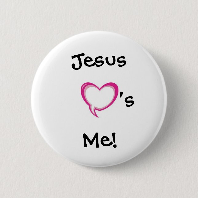 Badge Rond 5 Cm coeur, Jésus je ! , 's (Devant)
