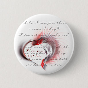 Badge Rond 5 Cm Coeur métallique avec sonnet de Shakespeare 18
