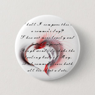 Badge Rond 5 Cm Coeur métallique avec sonnet de Shakespeare 18