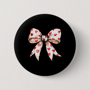 Badge Rond 5 Cm Coeur mignon amour Coquette Bow Valentine's Day Fe