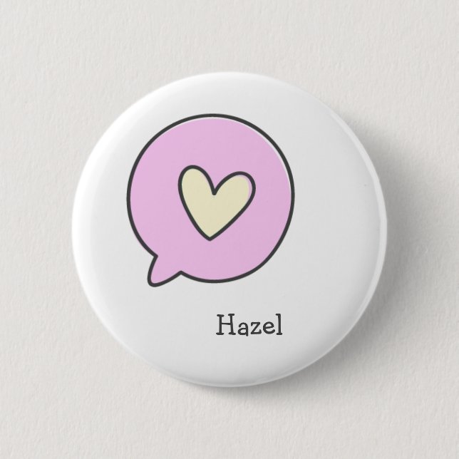 Badge Rond 5 Cm Coeur mignon - Bouton Nom d'enfant personnalisé (Devant)