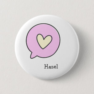 Badge Rond 5 Cm Coeur mignon - Bouton Nom d'enfant personnalisé