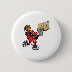 Badge Rond 5 Cm Coeur mignon Jouer Basket Valentines Jour Baske