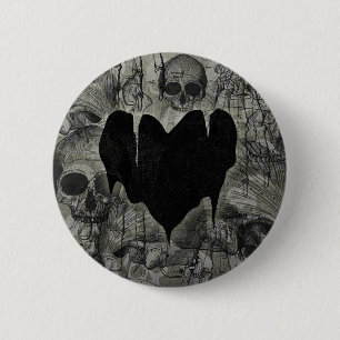 Badge Rond 5 Cm Coeur morne Valentine gothique