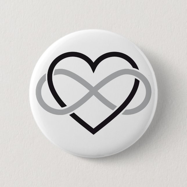 Badge Rond 5 Cm Coeur noir avec le signe d'infini (Devant)
