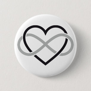 Badge Rond 5 Cm Coeur noir avec le signe d'infini