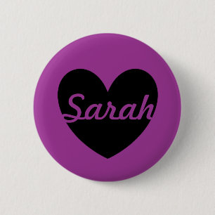 Badge Rond 5 Cm Coeur noir personnalisé sur violet