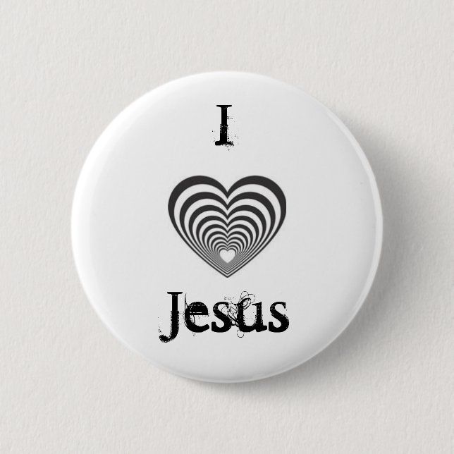 Badge Rond 5 Cm coeur noir rayé, IJesus (Devant)
