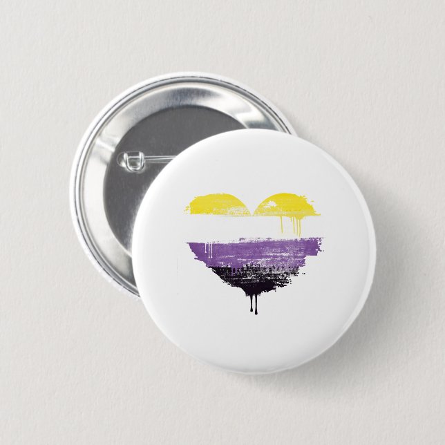 BADGE ROND 5 CM COEUR NON BINAIRE (Devant & derrière)