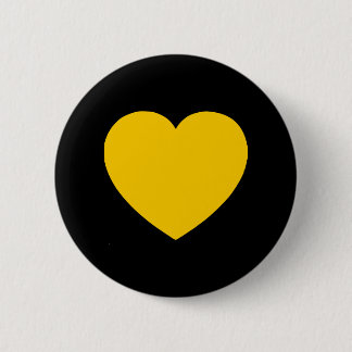 Badge Rond 5 Cm Coeur or jaune sur noir