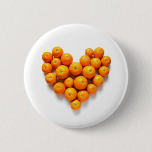 Badge Rond 5 Cm Coeur orange