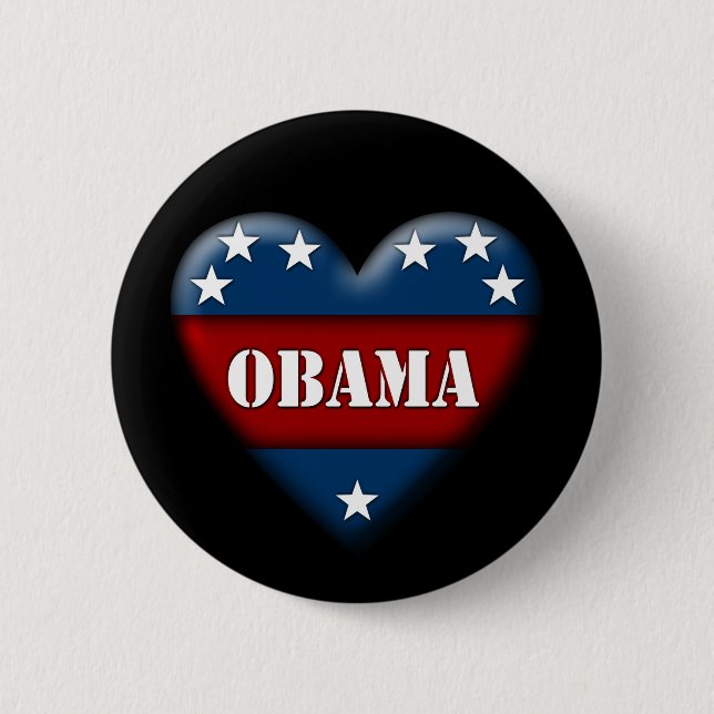 Badge Rond 5 Cm coeur patriotique obama (Devant)