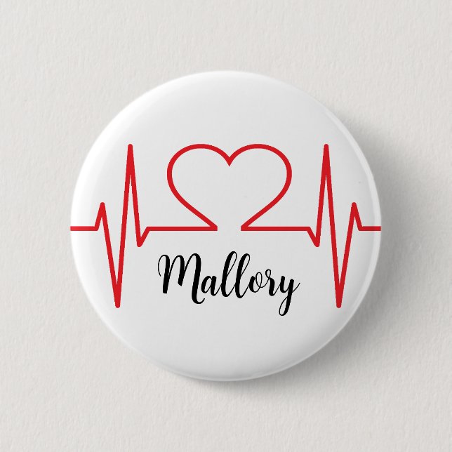 Badge Rond 5 Cm Coeur personnalisé Simple Médicale (Devant)