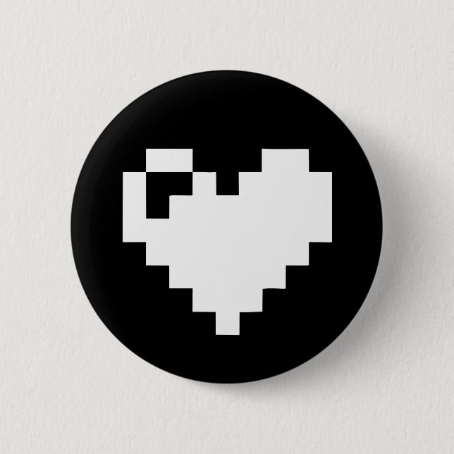 Badge Rond 5 Cm Coeur Pixel (Devant)