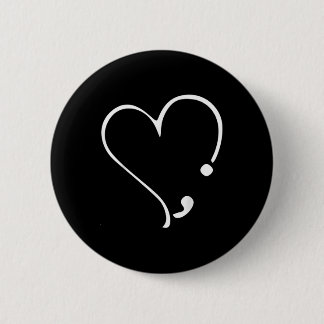 Badge Rond 5 Cm Cœur Point-virgule Cela aussi Passera Santé Mental