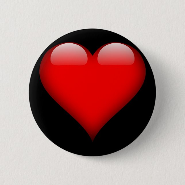 Badge Rond 5 Cm Coeur poli rouge (Devant)