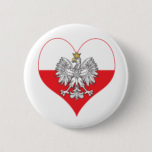 Badge Rond 5 Cm Coeur polonais d'Eagle