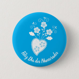 Badge Rond 5 Cm Coeur romantique bleu portugais