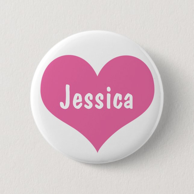 Badge Rond 5 Cm Coeur rose - bouton nommé Girly personnalisé (Devant)