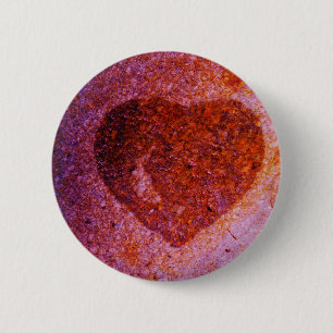 Badge Rond 5 Cm coeur rose corail