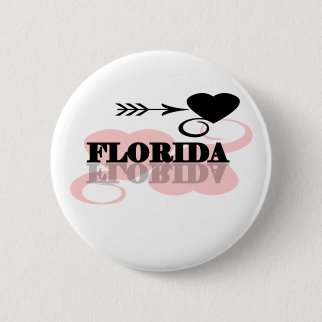 Badge Rond 5 Cm Coeur rose la Floride (Devant)