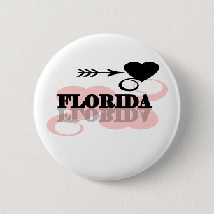 Badge Rond 5 Cm Coeur rose la Floride