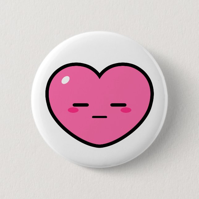 Badge Rond 5 Cm Coeur rose sans expression (Devant)