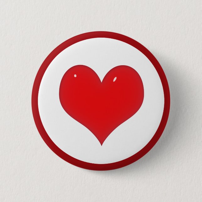 Badge Rond 5 Cm Coeur rouge brillant (Ajouter Votre Texte) (Devant)