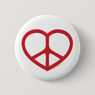 Badge Rond 5 Cm Coeur rouge de l'amour, signe de paix