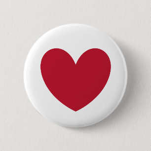 Badge Rond 5 Cm Coeur rouge en blanc