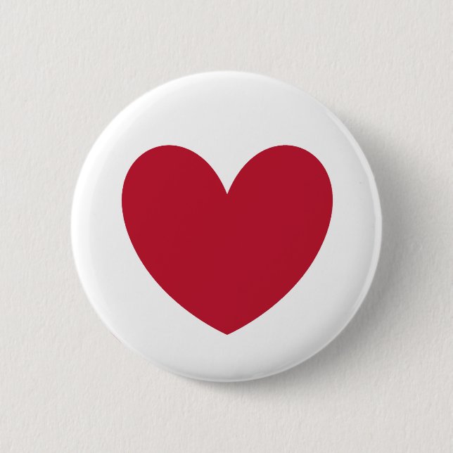 Badge Rond 5 Cm Coeur rouge en blanc (Devant)