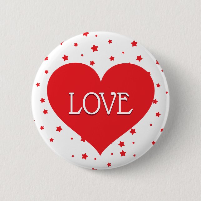 Badge Rond 5 Cm Coeur rouge et amour sur le coeur (Devant)