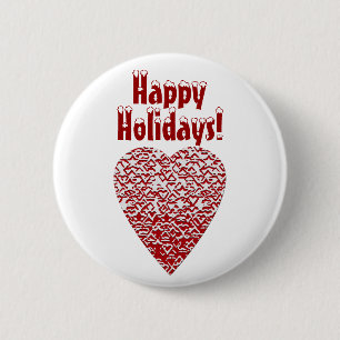 Badge Rond 5 Cm Coeur rouge et blanc. Conception modelée de coeur