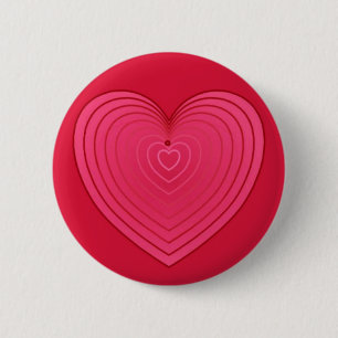 Badge Rond 5 Cm Coeur rouge rose sur un arrière - plan rouge plus 