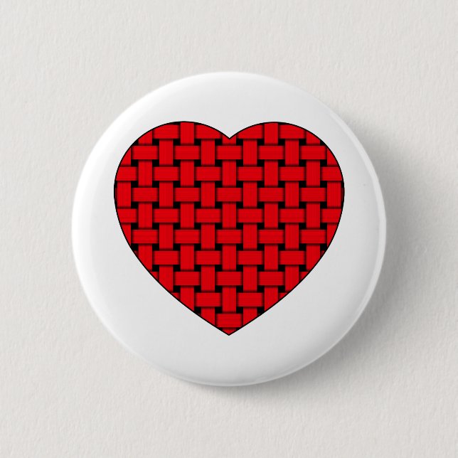 Badge Rond 5 Cm Coeur rouge tressé (Devant)