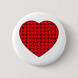 Badge Rond 5 Cm Coeur rouge tressé
