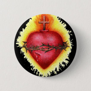 Badge Rond 5 Cm Coeur sacré 2