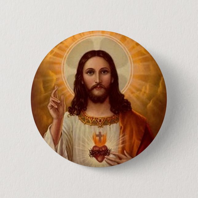 Badge Rond 5 Cm Coeur sacré de Jésus (Devant)