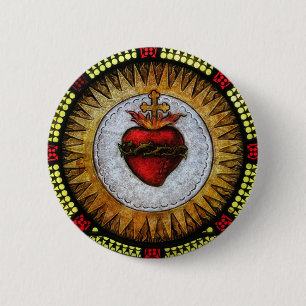Badge Rond 5 Cm Coeur sacré d'insigne de Jésus