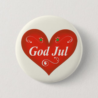 Badge Rond 5 Cm Coeur scandinave de Noël de juillet de Dieu