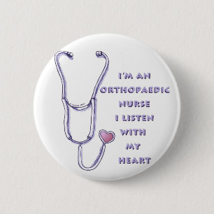 Badge Rond 5 Cm Coeur stéthoscope Infirmière orthopédique